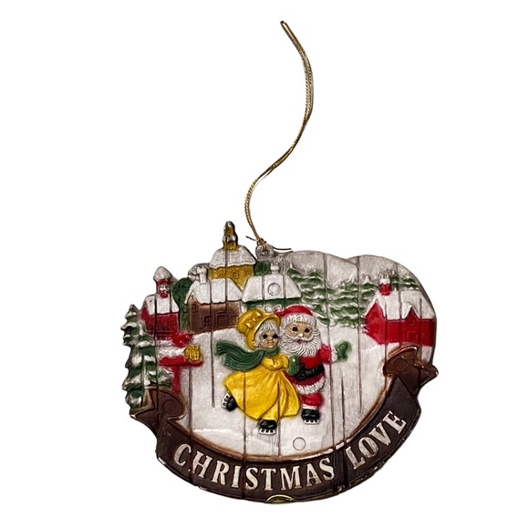 Vintage Christmas Love Santa & Mrs. Claus Ice Skating Ornament Made in Hong Kong - Picture 2 of 4